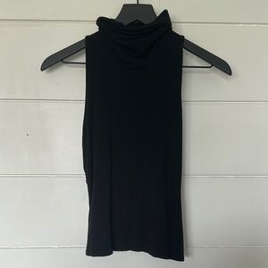 Black Sleeveless Turtleneck Top